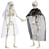 Joyjoz 2 Pcs Halloween Skeletons, Full Body Posable Joints Skeletons for Halloween Decoration Bride Groom Halloween Party Favors Haunted House Accessories Indoor Outdoor Spooky Scene Decoration