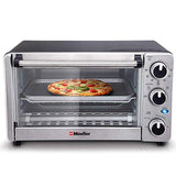 Mueller Austria  Toaster Oven 4 Slice, Multi-function Stainless Steel Finish with Timer - Toast - Bake - Broil Settings, Natural Convection - 1100 Watts of Power, Includes Baking Pan and Rack by Mueller Austria (Renewed)