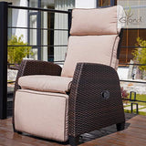 SCYL Color Your Life Grand Patio Outdoor Patio Chairs Recliner Wicker Recliner Adjustable Angle Reclining Rocker Waterproof Thickened Cushion Relaxing for Indoor & Outdoor