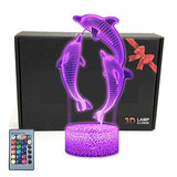 TriPro Dolphin Fish 3D Illusion LED Room Table Decor Lamp Sea Animals Night Light with Greeting Card, 16 Colors Change, Remote Bedroom Decorations Toys Gifts for Men, Women, Kids, Girls, Boys, Teens