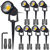 YOTOZU 8 Pack 5W LED Low Voltage Landscape Lights with Connectors and Hexagon Wrench, 12V/24V 500LM IP65 Waterproof Outdoor Garden Lights for Garden Pathway Lighting Wall Tree Flag Spotlights