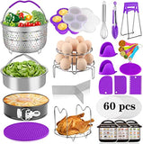 Aiduy 23 Pieces Accessories for Instant Pot 6,8 Qt, Pressure Cooker Accessories Set - 2 Steamer Baskets, Springform Pan, Stackable Egg Steamer Rack, Egg Bites Mold, 60 Pcs Parchment Paper