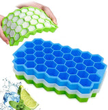 Kcomotee Ice Cube Trays, Henglisam 2 Pack Silicone Ice Cube Molds with Lid Flexible 74-Ice Trays BPA Free, Removable Lid Ice Cube Molds for Chilled Drinks, Whiskey & Cocktails