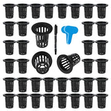 UltraOutlet 50 Pack 2 in Net Pots for Hydroponics Wide Lip Net Cups Basket Mesh Pot Aeroponic Aquaponics Orchid Plant Grow with 50 Pcs Plant Labels and 1 Mark Pen