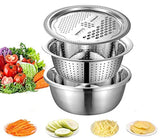 Snow keychain  3 in 1 Multipurpose Grater Cheese Grater with Stainless Steel Drain Basin Kitchen Ginger Grater Basket Salad Maker Bowl Vegetable Cutter for Vegetables Fruits 11Inch