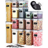 Kootek Airtight Food Storage Containers Sets, 16 Pcs Pantry Kitchen Organization and Storage Plastic Leakproof Food Containers 25.2L with Pen, Chalkboard Labels, Measuring Spoon Set