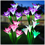 KOOPER Outdoor Solar Lights, 4 Pack Solar Garden Lights with Bigger Lily Flowers, Waterproof 7 Color Changing Outdoor Lights - Bigger Solar Panel for Garden Patio Yard Pathway Decoration