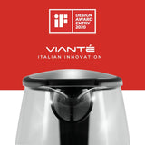 Vianté Glass Electric Tea Kettle. Fast Water Boiler. BPA-FREE Stainless Steel & Borosilicate Glass. Designed in Italy. 8 Cups Capacity. 1.7 Liters