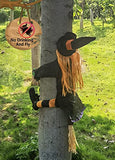 AISENO Crashing Witch Into Tree Halloween Decoration for Outdoor Door Porch Tree Halloween Decorations