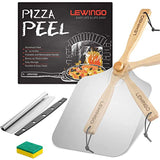 LetGoShop Aluminum Metal Pizza Peel 12 inch x 14 inch, Large Pizza Paddle with Foldable Wood Handle and 14 Inch Pizza Cutter Rocker for Gifting