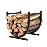 PHI VILLA 17 Inches Small Decorative Indoor/Outdoor Firewood Log Rack Bin with Scrolls, Black