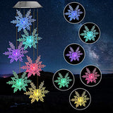 Vinkki Solar Wind Chime LED Snowflake Light Waterproof Color Changing Garden Lamp Wind Mobile Outdoor Garden Decoration Hanging Lamp for Garden Party Patio Christmas Decoration Gifts for Mom