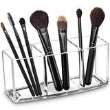 Weiai Acrylic Makeup Brush Organizer Holder Clear Cosmetic Brushes Storage with 3 Slots