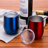 TOMTOO Insulated Wine Tumbler With Lid,12 oz Double Wall Vacuum Insulated Stainless Steel Wine Glasses for Wine, Coffee, Drinks, Champagne, Cocktails，2 Pack