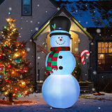 HOOJO 7 Ft Christmas Inflatables Snowman with Color Changing LED Lights Decorations - Blow up Party Decor for Indoor Outdoor Yard