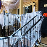 EastPin Spider Webs Halloween Decorations Outdoor - 1000 Sqft Stretchable Cobwebs with 50 Fake Spiders for Indoor Haunted House Rooms Yard Trees Bushes Decor Scary Halloween Party Favors Supplies