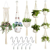 PatioMatrix 5 Pack Macrame Plant Hangers Different Tiers with 5 Hooks, Hanging Plant Holder Hanging Planters Set Boho Home Decor Handmade Cotton Rope Decorative Flower Pot Holder for Indoor Outdoor Home Decor