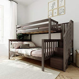 Max & Lily Twin Over Full Bunk Bed with Staircase, Clay