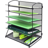 GOLDORCLE 6 Tier Mesh Metal Office File Organizer for Desk File Holder Letter Tray Paper Folder Storage for Home School and Office, Black