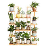 COPREE Bamboo Shelf 9 Tiers 17 for Potted Plants, Multiple Pot Shelf, Indoor Outdoor Shelves, for Patio, Garden, Corner, Balcony, Living Room