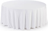 12 Pack 84" ROUND Table Cover Premium Plastic Tablecloth for any Party or Event (White)