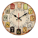 ZXCVBN Garden Wall Clock, 14 Inch Large Wooden Classic Art Wall Clocks Vintage Silent Non Ticking Decoration Clock for Home Office School