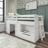 Max & Lily  Max & Lily Modern Farmhouse Loft Bed with 1 Drawer, Twin, White Wash