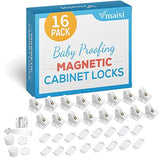 VKANIA 16 Pack Child Safety Magnetic Cabinet Locks - Children Proof Cupboard Baby Locks Latches - Adhesive for Cabinets & Drawers and Screws Fixed for Durable Protection