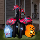 BLOWOUT FUN 5ft Halloween Inflatable Skeleton Flamingo Tombstone Decoration, LED Blow Up Lighted Decor Indoor Outdoor Holiday Art Decor Decorations