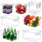 Jadehom Set Of 8 Refrigerator Organizer Bins，4 Large and 4 Small Pantry Organization and Storage Bins, Clear Cabinet Organizers & Storage Containers for Pantry, Kitchen, Freezer, Cabinet, Fridge,BPA Free