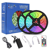 RC LED Strip Lights, 32.8ft RGB LED Strip Lights with Remote, 5050 12V LED Light Strip Color Changing LED Lights for Bedroom, Hotels, Clubs, Kitchen, Party, TV