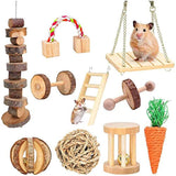 Supmaker Hamster Chew Toys, Guinea Pig Toys Natural Wooden Gerbil Rats Chinchillas Toys Accessories (12P)