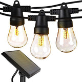 Dream Master Ambience Pro - Waterproof, Solar Powered Outdoor String Lights - 48 Ft Vintage Edison Bulbs Create Bistro Ambience On Your Patio - Commercial Grade, Shatterproof - 1W LED, Soft White Light