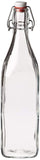 Seacoast Clear Glass Bottle with Swing Top Stopper, 33.75 Oz Round Pack of 4