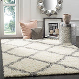 SAFAVIEH Dallas Shag Collection SGD257A Trellis Non-Shedding Living Room Bedroom Dining Room Entryway Plush 1.5-inch Thick Area Rug, 4' x 6', Dark Grey / Ivory