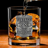 English Pewter Company Vintage Years 1981 40th Birthday or Anniversary Old Fashioned Whisky Rocks Glass Tumbler - Unique Gift Idea For Men [VIN004]