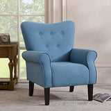 Merax Modern Upholstered Accent Chair for Bedroom, Living Room or Office, Including Thick Cushion and Wooden Legs, Tiffany Blue