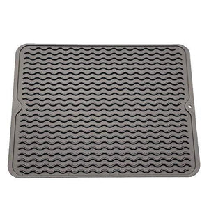 Silicone Dish Drying Mat, 16 x 12 inch Durable Kitchen Drainer Pad with Heat Resistant Trivet,Large Dish Washer Safe