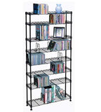 BATHWA Maxsteel 8-Tier Heavy Gauge Steel Wire Storage Shelving, holds up to 440 CD; or 228 DVD; or 264 Blu-Ray/Video Game discs, also great for organize collectable/memorabilia, in Black – PN 3020