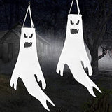 Lovinland Halloween Ghost Windsocks Halloween Decorations 2 Piece Ghost Hanging Decor Ghost Flag Wind Socks for Home Yard Outdoor Decor Party Supplies