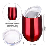 TOMTOO Insulated Wine Tumbler With Lid,12 oz Double Wall Vacuum Insulated Stainless Steel Wine Glasses for Wine, Coffee, Drinks, Champagne, Cocktails，2 Pack