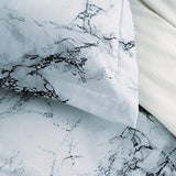 King Bedding Duvet Cover Set White Black Marble, 3 piece - 1000 -TC Luxury Hypoallergenic Microfiber Down Comforter Quilt Covers with Zipper Closure, Ties - Best Organic Modern Style for Men and Women