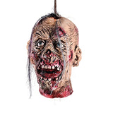 Halloween Decoration Props, Scary Hanging Severed Head Life-Size Bloody Latex Zombie Head for Haunted House Halloween Party Yard Bar Decor