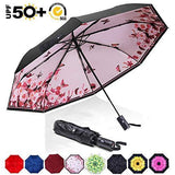 ABCCANOPY Umbrella Compact Rain&Wind Teflon Repellent Umbrellas Sun Protection with Black Glue Anti UV Coating Travel Auto Folding Umbrella, Blocking UV 99.98% (Black)