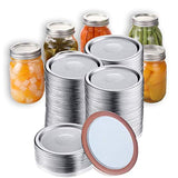 Halafs 100 Pcs Regular Mouth Canning Lids for Mason Jars Split-Type Jar Lids Leak Proof and Secure Canning Caps with Silicone Seals (Silver)