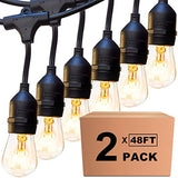 ADDLON Outdoor String Lights 2 Pack - Commercial Great Weatherproof Strand Edison Vintage Bulbs 15 Hanging Sockets