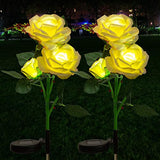 Apipi 2 Pack Solar Rose Garden Lights- 31.5” Rose Garden Stakes Night Led Lamp with Warm Light Landscape Decorative Spotlight for Outdoor Courtyard Garden Patio Porch Walkway Decorations