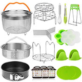 Instant Pot 18 pieces Pressure Cooker Accessories Set Compatible with Instant Pot 6,8Qt - 2 Steamer Baskets, Springform Pan, Stackable Egg Steamer Rack, Egg Beater, 2 Silicone Trivet Mats