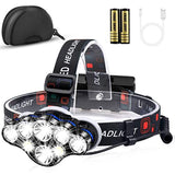 MOICO Headlamp Flashlight, MOICO 13000 Lumens Brightest 8 LED USB Rechargeable Headlight with White Red Light, 8 Modes Waterproof Head Lamp for Outdoor Camping Cycling Running Fishing