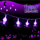 KAILEDI Halloween String Lights, 30 LED 13.12ft Purple Spider Lights with Flash/Stable Mode, Battery Operated Portable Halloween Decorations Lights for Outdoor Decorations